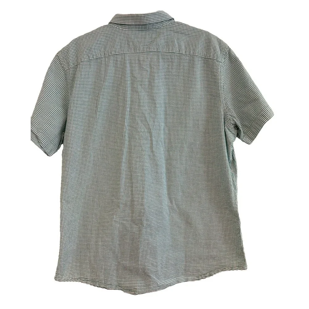 Banana Republic Shirt Men’s XL Short Sleeve Green Plaid Cotton Easter Spring EUC